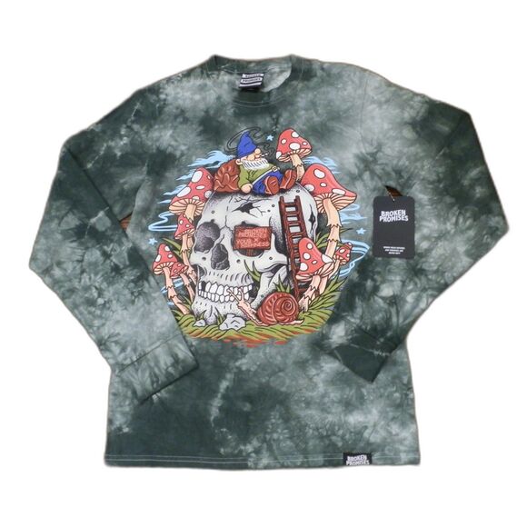 Broken Promises Gnome Grown Green Long Sleeve T-Shirt Men's Size Small NWT - Picture 1 of 3